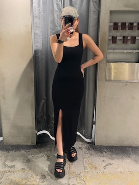 「タイトワンピース」｜新井舞さん（レディース・160cm）の夏コーディネート