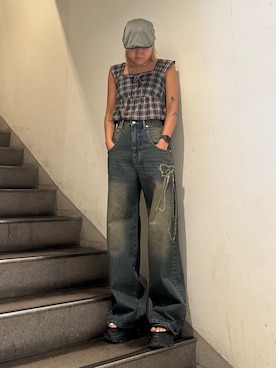 「EMODA（エモダ）のアイテム（タンクトップ）」を使った、新井舞さん（レディース・160cm）の夏コーディネート