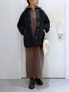 「ブーツコーデ」｜「アイテム（ワンピース/ドレス）」を使った、oisoさん（レディース・153cm）の冬コーディネート