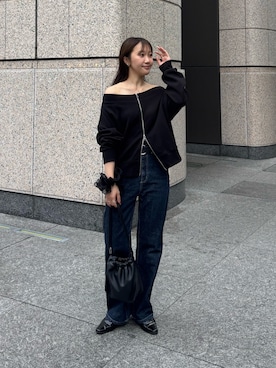 「アイテム（シュシュ）」を使った、miokoさん（レディース・158cm）の秋コーディネート