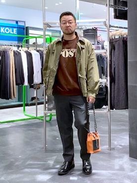 「アイテム（その他アウター、グリーン系）」を使った、じゃぱあきさん（メンズ・173cm）の秋コーディネート