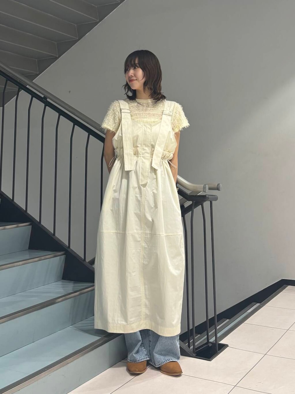 「カジュアル、KBF、夏コーデ、高身長コーデ、イエベ、骨格ウェーブ、166cw」｜「KBFのBIGポケットデザインデニム（デニムパンツ、ブルー系）」を使った、ゆいさん（レディース・166cm）の春コーディネートの1枚目の写真