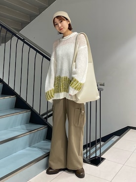 「イエベ」｜「アイテム（ニットキャップ/ビーニー）」を使った、ゆいさん（レディース・166cm）の冬コーディネート