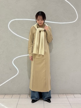 「アイテム（ワンピース/ドレス、ベージュ系）」を使った、ひらのさん（レディース・167cm）の秋コーディネート
