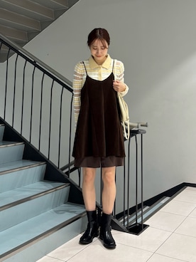 「KBF（ケイビーエフ）のシンプルショートパンツ（その他パンツ）」を使った、ひらのさん（レディース・167cm）の秋コーディネート