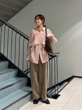 「アイテム（ボストンバッグ）」を使った、ゆいさん（レディース・166cm）の秋コーディネート