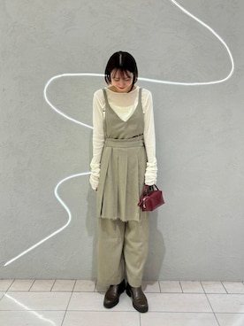 「KBF（ケイビーエフ）のシアーベロアシャーリングスリーブトップス（Tシャツ/カットソー）」を使った、ひらのさん（レディース・166cm）の秋コーディネート