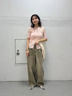 「KBF（ケイビーエフ）のアイテム（ニット/セーター）」を使った、ゆいさん（レディース・166cm）の夏コーディネート