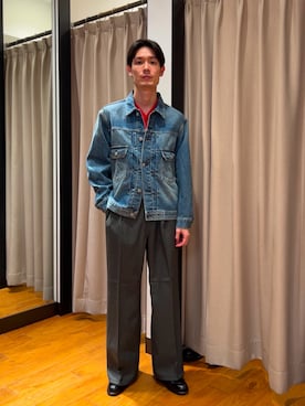 「アイテム（デニムジャケット）」を使った、yusakuさん（メンズ・170cm）の秋コーディネート