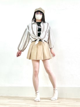 「NANO universe（ナノユニバース）のアイテム（シャツ/ブラウス）」を使った、さくら🌸さん（レディース・168cm）の夏コーディネート