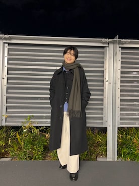 「アイテム（ステンカラーコート）」を使った、ゆまさん（メンズ・172cm）の冬コーディネート