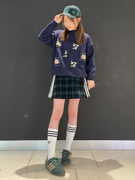 「タータンチェック」｜「アイテム（キャップ）」を使った、IRさん（レディース・150cm）の秋コーディネート