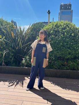 「CUBE SUGAR（キューブシュガー）のアイテム（サロペット/オーバーオール）」を使った、CUBESUGAR_SHIZUOKAさん（レディース・154cm）の春コーディネート