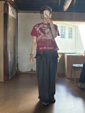 「CIAOPANIC TYPY（チャオパニックティピー）の【UNISEX】タックボリュームワイドスラックスパンツ/サイドラインスラックス（スラックス）」を使った、maomaoさん（レディース・161cm）の夏コーディネート