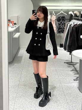 「アイテム（ノーカラージャケット）」を使った、ひなさん（レディース・163cm）の秋コーディネート