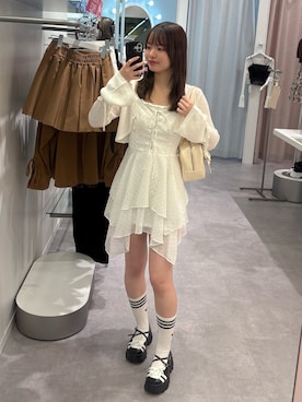 「アイテム（カーディガン/ボレロ）」を使った、ひなさん（レディース・163cm）の夏コーディネート