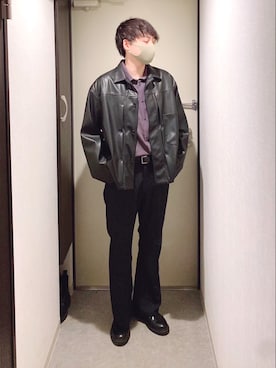 「JOURNAL STANDARD（ジャーナルスタンダード）のアイテム（ライダースジャケット）」を使った、濁り水さん（メンズ・168cm）の春コーディネート