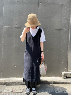 「Actually（アクチュアリー）のアイテム（帽子）」を使った、n m kさん（レディース・158cm）の春コーディネート