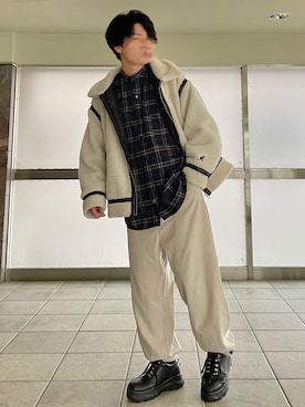 「KANGOL（カンゴール）のアイテム（ブルゾン）」を使った、きいろさん（メンズ・173cm）の秋コーディネート