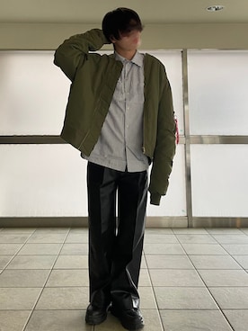 「ZIP FIVE（ジップファイブ）のアイテム（MA-1）」を使った、きいろさん（メンズ・173cm）の冬コーディネート