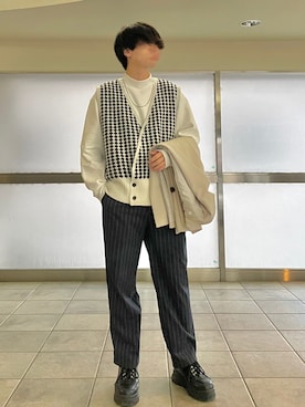 「チェック柄に恋してる」｜「アイテム（チノパンツ）」を使った、きいろさん（メンズ・173cm）の冬コーディネート