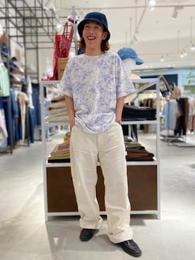 「BEAMS（ビームス）のアイテム（ハット、ブルー系）」を使った、しんぺいさん（メンズ・167cm）の秋コーディネート