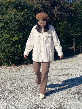 「apres jour clair（アプレジュールクレア）のアイテム（デニムパンツ、ブラウン系）」を使った、MISAKIさん（レディース・160cm）の秋コーディネート