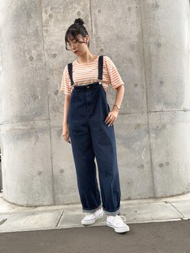 「apres jour mignon（アプレジュールミニョン）のアイテム（オールインワン・サロペット）」を使った、MISAKIさん（レディース・160cm）の夏コーディネート