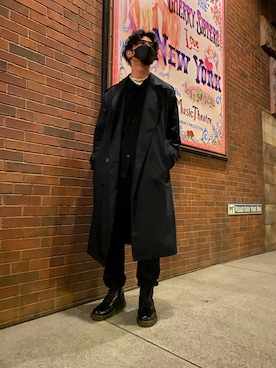 「マーチン」｜「アイテム（トレンチコート）」を使った、DAIKICHIさん（メンズ・178cm）の秋コーディネート