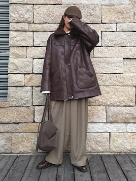 「アイテム（ムートンコート）」を使った、nr49さん（レディース・159cm）の冬コーディネート