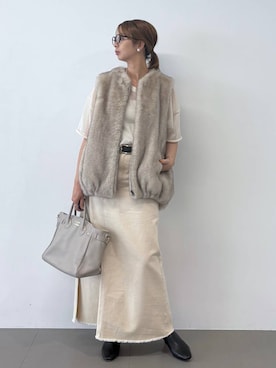 「BABYLONE（バビロン）のシアー半袖プルオーバー（Tシャツ/カットソー）」を使った、babylonesaitoさん（レディース・165cm）の夏コーディネート