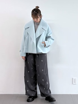 「体型カバー」｜「アイテム（ピーコート）」を使った、babylonesaitoさん（レディース・165cm）の冬コーディネート