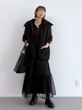 「BABYLONE（バビロン）のサイドゴアレザーブーツ（ブーツ）」を使った、babylonesaitoさん（レディース・165cm）の秋コーディネート