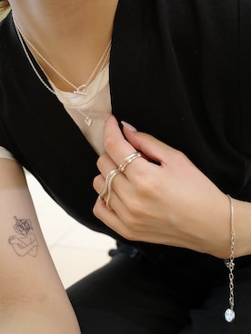 「TEN.（テン）のSILVER925 タイニーハートネックレス（ネックレス、シルバー系）」を使った、tomiさん（レディース・165cm）の夏コーディネート
