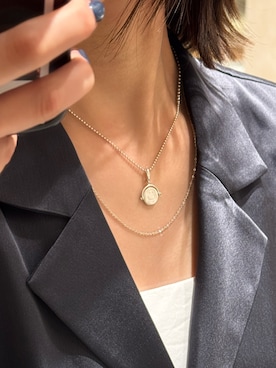 「TEN.（テン）のSILVER925 フラットケーブルチェーンネックレス 50cm（ネックレス、シルバー系）」を使った、tomiさん（レディース・165cm）の夏コーディネート