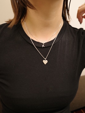 「TEN.（テン）のSILVER925 ハートシルフィウムネックレス（ネックレス、シルバー系）」を使った、tomiさん（レディース・165cm）の夏コーディネート