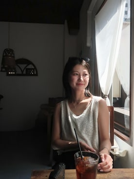 「TEN.（テン）のSILVER925 レクトチェーンネックレス（ネックレス、シルバー系）」を使った、tomiさん（レディース・165cm）の夏コーディネート