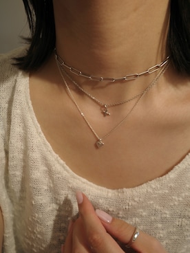 「TEN.（テン）のSILVER925 レクトチェーンネックレス（ネックレス、シルバー系）」を使った、tomiさん（レディース・165cm）の夏コーディネート