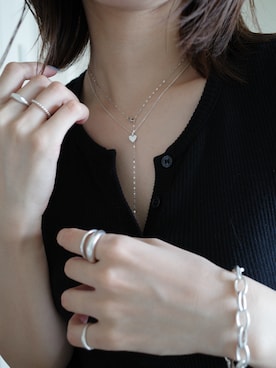 「TEN.（テン）のSILVER925 グレースネックレス（ネックレス、シルバー系）」を使った、tomiさん（レディース・165cm）の夏コーディネート