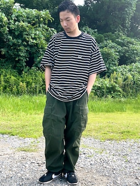 「アイテム（カーゴパンツ）」を使った、KEKEさん（メンズ・168cm・30代）の夏コーディネート