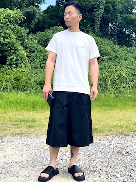 「FRUIT OF THE LOOM（フルーツオブザルーム）のアイテム」を使った、KEKEさん（メンズ・168cm）の夏コーディネート