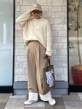 「アイテム（キャップ）」を使った、12o4nさん（レディース・163cm）の秋コーディネート