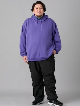 「nissen（ニッセン）のパラシュートパンツ（パンツ、ブラック系）」を使った、ニッセンラージメンズモデルさん（メンズ・172cm）の冬コーディネート