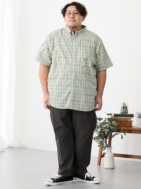 「ぽっちゃり」｜ニッセンラージメンズモデルさん（メンズ・178cm）の夏コーディネート