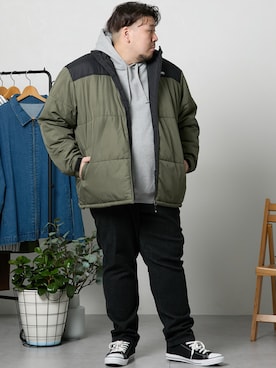 「大きいサイズ」｜「アイテム（ジャケット/アウター）」を使った、ニッセンラージメンズモデルさん（メンズ・178cm）の冬コーディネート