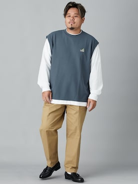 「大きいサイズ」｜ニッセンラージメンズモデルさん（メンズ・172cm）の秋コーディネート