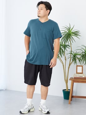 「ぽっちゃり」｜ニッセンラージメンズモデルさん（メンズ・172cm）の夏コーディネート