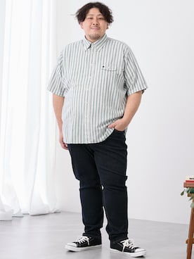 「ぽっちゃり」｜ニッセンラージメンズモデルさん（メンズ・178cm）の夏コーディネート