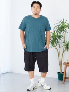 「ぽっちゃり」｜ニッセンラージメンズモデルさん（メンズ・172cm）の夏コーディネート