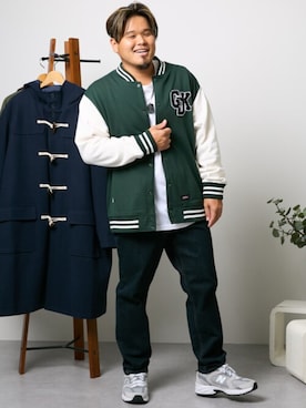 「大きいサイズ」｜「アイテム（ジャケット/アウター）」を使った、ニッセンラージメンズモデルさん（メンズ・172cm）の秋コーディネート